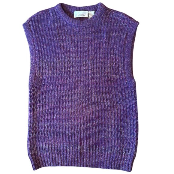 Vintage Cassidy Purple Sleeveless Sweater Vest Silk Angora Lambswool Blend M - Picture 1 of 6